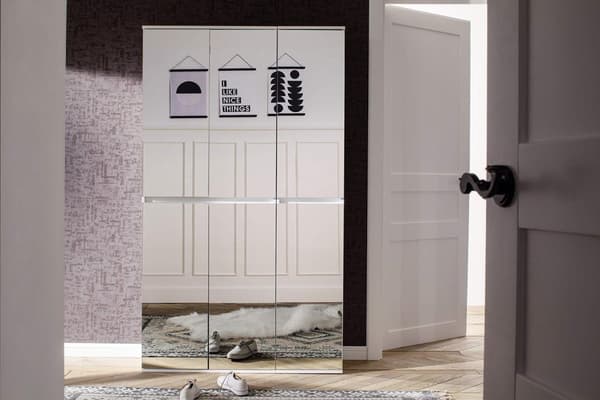 Rootz Mirror Wardrobe - Storage Closet - Clothing Cabinet - Organizer - Dressing Unit - White - 111x191x34 cm