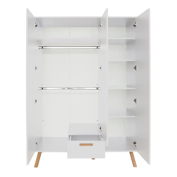 Rootz Modern Wardrobe - Closet - Storage Cabinet - Clothes Organizer - Dresser - Cupboard - Armoire - White - 130 x 190 x 60 cm
