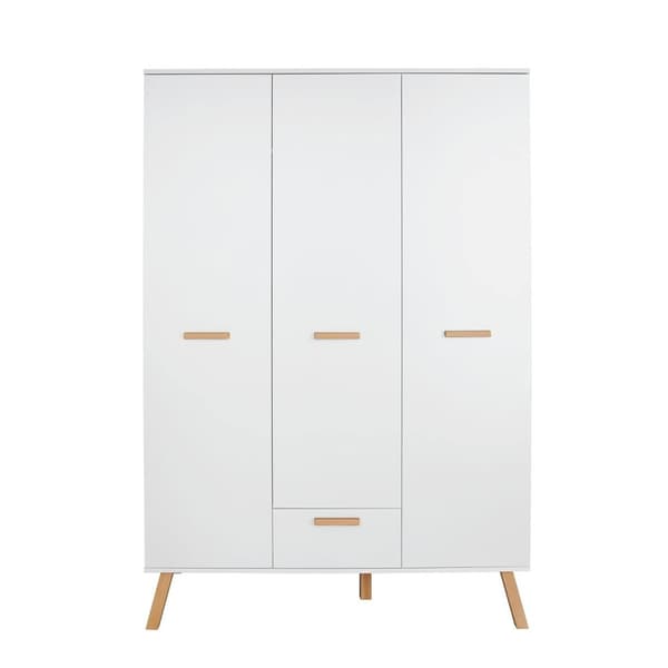 Rootz Modern Wardrobe - Closet - Storage Cabinet - Clothes Organizer - Dresser - Cupboard - Armoire - White - 130 x 190 x 60 cm