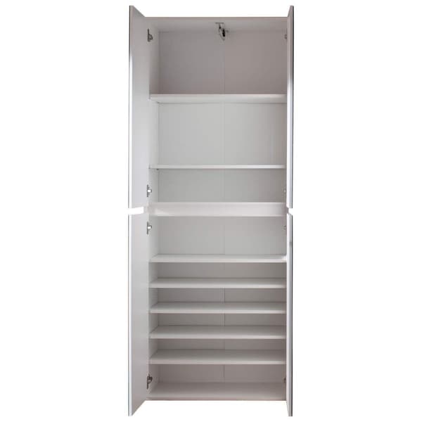 Rootz Mirror Wardrobe - Reflective Closet - Storage Cabinet - Mirrored Armoire - Dressing Unit - Storage Unit - Clothing Organizer - White Melamine -
