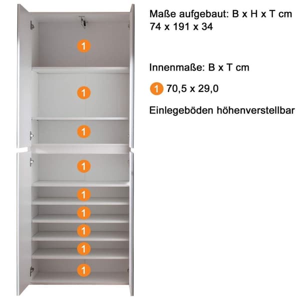 Rootz Mirror Wardrobe - Reflective Closet - Storage Cabinet - Mirrored Armoire - Dressing Unit - Storage Unit - Clothing Organizer - White Melamine -