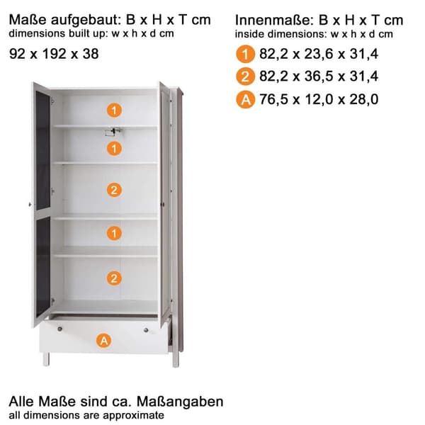 Rootz Wardrobe - Closet - Armoire - Storage Unit - Cabinet - Cupboard - Organizer - White - 92 x 192 x 38 cm