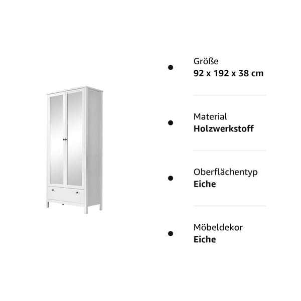 Rootz Wardrobe - Closet - Armoire - Storage Unit - Cabinet - Cupboard - Organizer - White - 92 x 192 x 38 cm