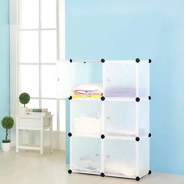 Garderob - XMTECH - 6 Cube Garderob - DIY - PP Resin - 70x35x105cm - Vit