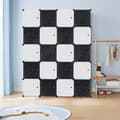 Miniatyrbild 4 av 4: Garderob med dörrar XMTECH - Sovrumsgarderob 20 kuber - DIY-plastförvaringsenhet - Svart och vit