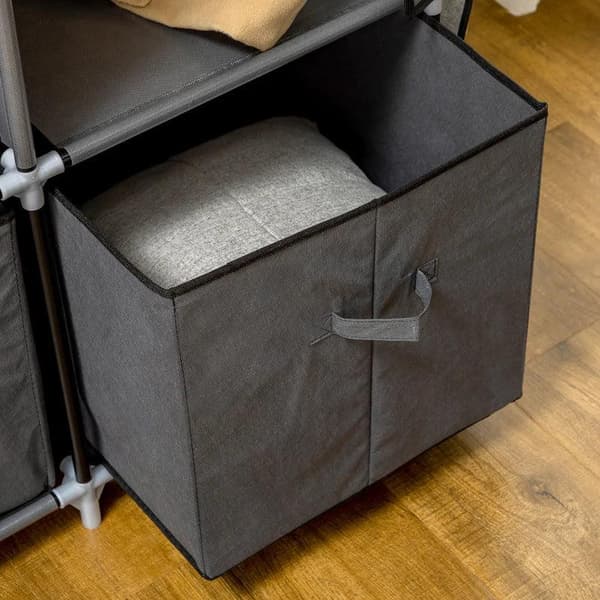 Rootz Tyggarderob - Tygskåp - Tillverkat av fleece - Vikskåp - Inkl. 3 lådor - Grå - 125 cm x 43 cm x 162,5 cm