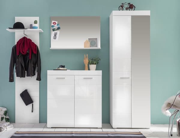 Rootz Wardrobe Cabinet - Stylish Closet Ensemble - White Gloss - Ample Storage - Modern Design - 233x195x38cm