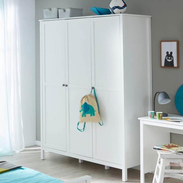 Rootz Baby Room Wardrobe - Storage Cabinet - Clothes Organizer - Nursery Furniture - Child's Closet - Dresser - White - 141 x 192 x 51 cm
