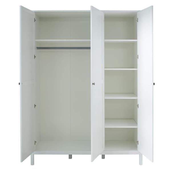 Rootz Baby Room Wardrobe - Storage Cabinet - Clothes Organizer - Nursery Furniture - Child's Closet - Dresser - White - 141 x 192 x 51 cm
