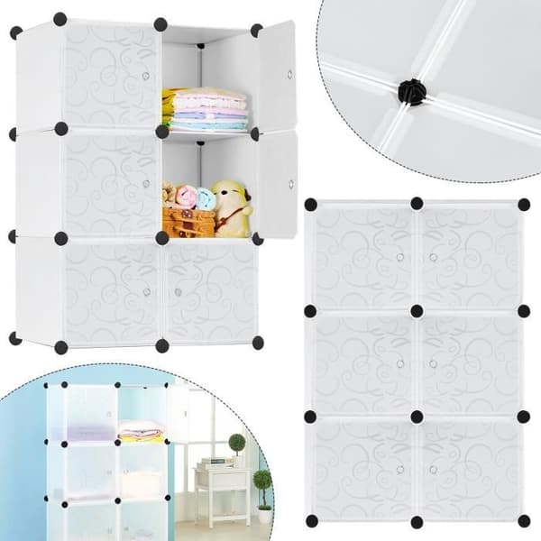 Sovrumsskåp - LZQ - 8 Kub - Hållbar Plast - 105 x 70 x 35 cm - Vit
