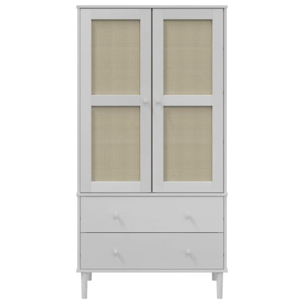 vidaXL Garderob SENJA rottinglook vit 90x55x175 cm massiv furu