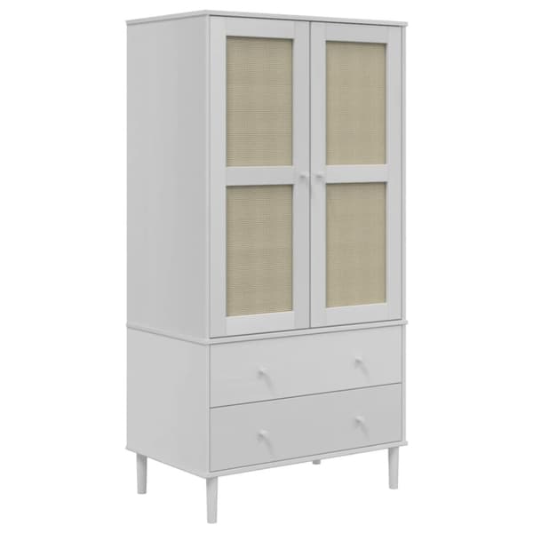 vidaXL Garderob SENJA rottinglook vit 90x55x175 cm massiv furu