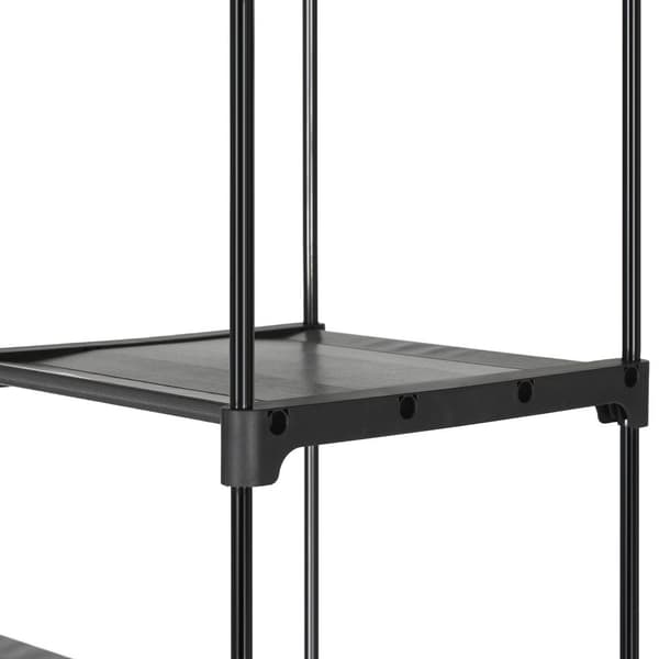 Rootz Garderob - Tyggarderob - Vikbar garderob - Med 2 klädskenor - Tyggarderobsförvaring - Textilförvaring - Ovävt tyg - Metallrör - Svart - 140 x 43