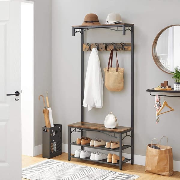 Rootz garderobe - Industriel stil - Skostativ - Stabil - Knage - Sikker - Solid konstruktion - Rustikt look - Elegant frakkestativ - Pulverlakerede me
