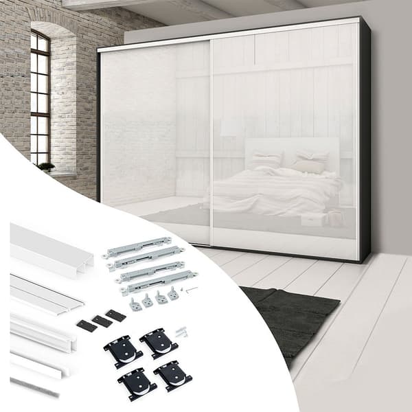 Emuca Sliding System For Cabinet 2 Doors Lower Rolling Placard 74 With Wave Profiles