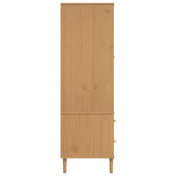 vidaXL klædeskab SENJA 90x55x175 cm rattan-look massivt fyrretræ brun