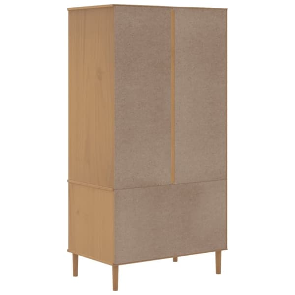 vidaXL klædeskab SENJA 90x55x175 cm rattan-look massivt fyrretræ brun