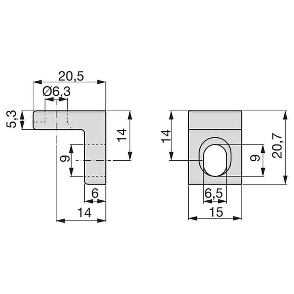 Emuca Furniture Junction Squad 205 X 207 Mm Hopeinen