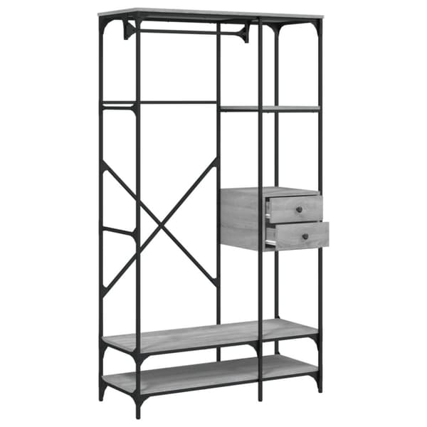 vidaXL Garderobe med skuffer grå sonoma 100x40x180 cm konstruert tre