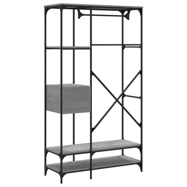 vidaXL Garderobe med skuffer grå sonoma 100x40x180 cm konstruert tre