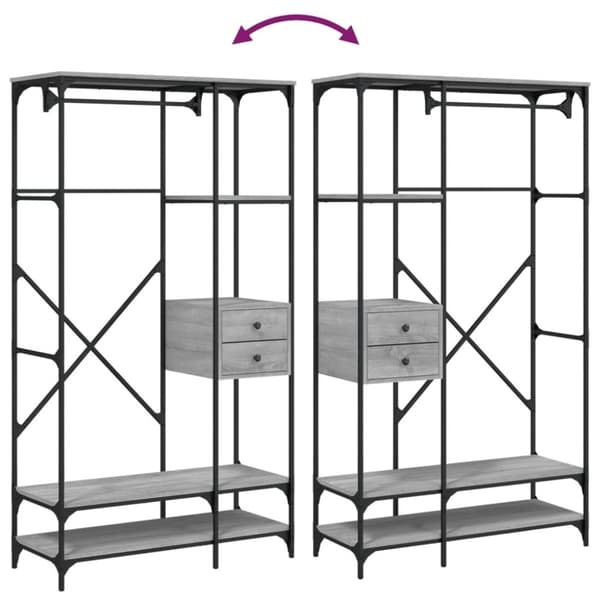 vidaXL Garderobe med skuffer grå sonoma 100x40x180 cm konstruert tre