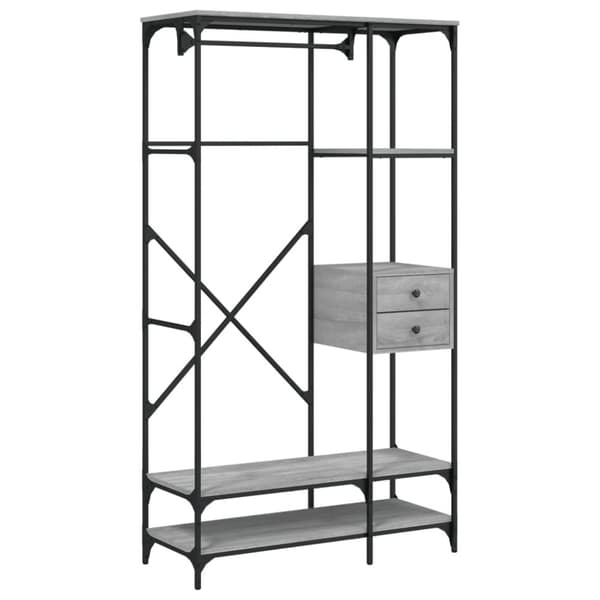 vidaXL Garderobe med skuffer grå sonoma 100x40x180 cm konstruert tre