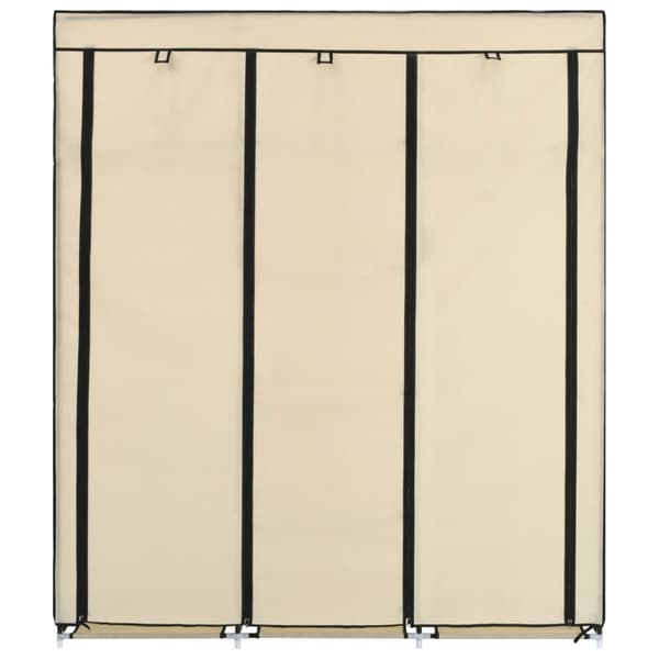 klædeskab med rum og tøjstænger 150 x 45 x 175 cm stof creme