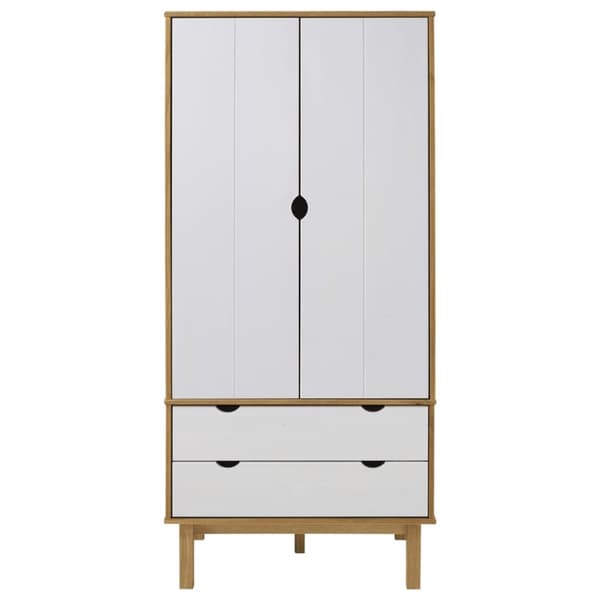 tøjskab OTTA 76,5x53x172 cm massivt fyrretræ brun og hvid