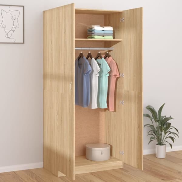 klædeskab 90x52x200 cm konstrueret træ sonoma-eg