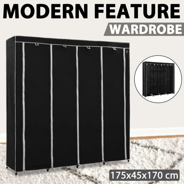 Vaatekaappi 4 lokerolla musta 175x45x170 cm