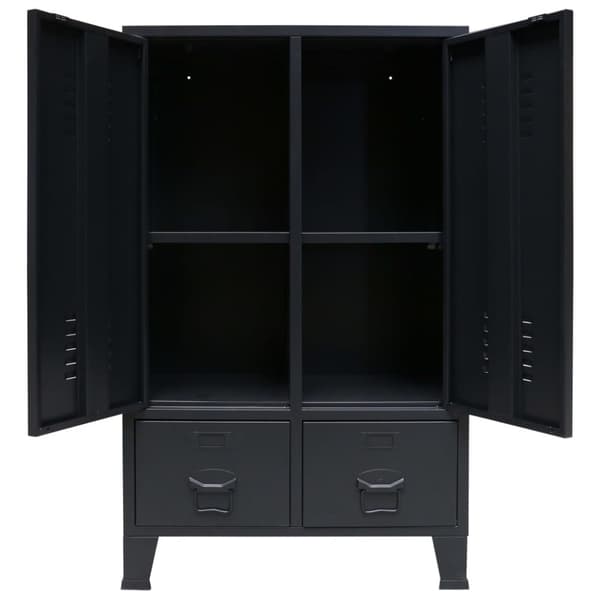 Garderob industriell stil metall 67x35x107 cm svart