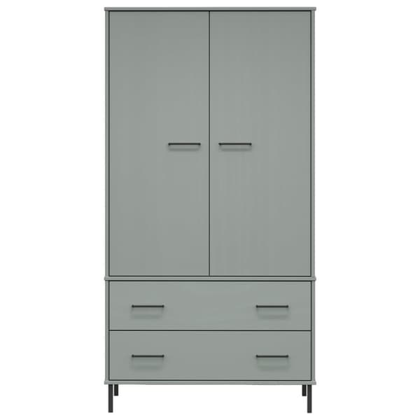 Vaatekaappi metallijaloilla harmaa 90x55x172,5 cm täyspuu OSLO