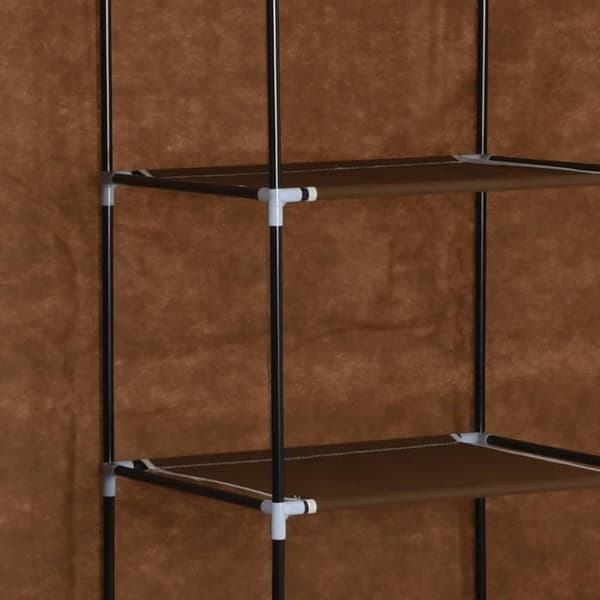 klædeskab med rum og tøjstang 150 x 45 x 175 cm stof brun