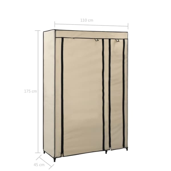 Kokoontaitettava vaatekaappi kerma 110 x 45 x 175 cm kangas