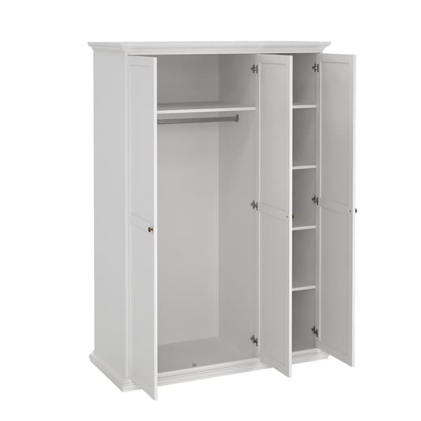 Venedig garderobeskap 3-dørs bredde 138 cm, høyde 200 cm hvit.