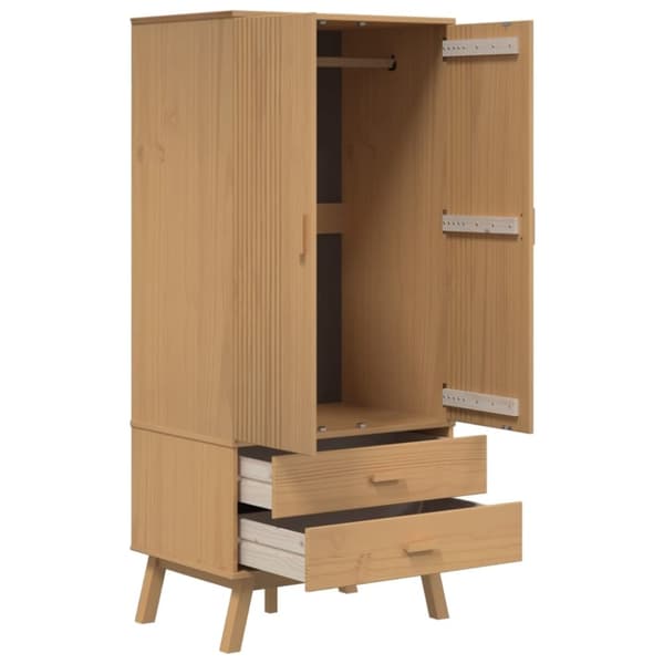 vidaXL klædeskab OLDEN 76,5x53x172 cm massivt fyrretræ brun