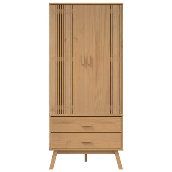 vidaXL klædeskab OLDEN 76,5x53x172 cm massivt fyrretræ brun