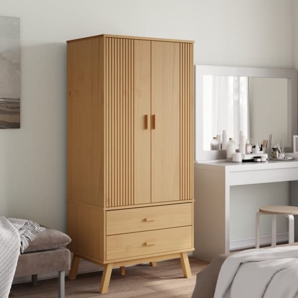 vidaXL klædeskab OLDEN 76,5x53x172 cm massivt fyrretræ brun
