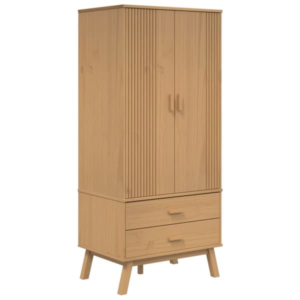 vidaXL klædeskab OLDEN 76,5x53x172 cm massivt fyrretræ brun