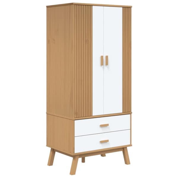 vidaXL Garderob OLDEN vit och brun 76,5x53x172 cm massiv furu