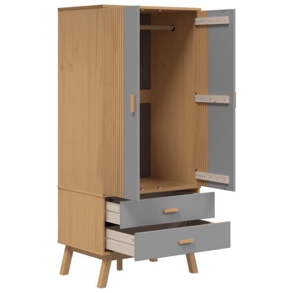 vidaXL Garderobe OLDEN grå og brun 76,5x53x172 cm heltre furu