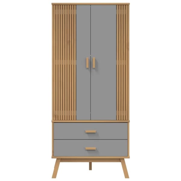 vidaXL Garderobe OLDEN grå og brun 76,5x53x172 cm heltre furu