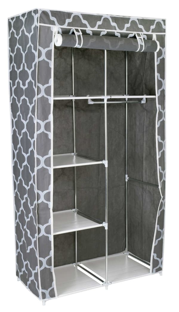 Mira-shara tekstilgarderobe med hylder