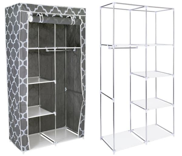 Mira-shara tekstilgarderobe med hylder