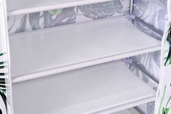 Mona Monstera hvid-grøn tekstil skoskab