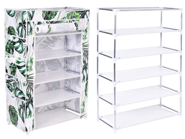 Mona Monstera hvid-grøn tekstil skoskab