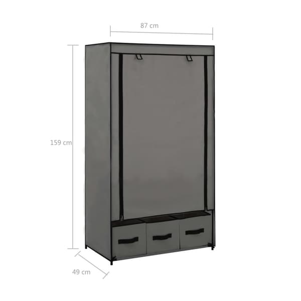 klædeskab 87 x 49 x 159 cm stof grå
