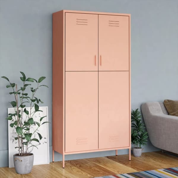 klædeskab 90x50x180 cm stål lyserød