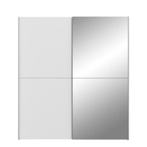 Garderob med 2 skjutdörrar + spegel - Spånskiva - Matt vit - L 170,3 x D 61,2 x H 190,5 cm - ULOS