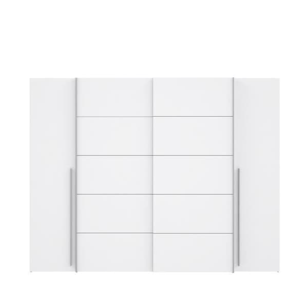 Garderob - Matt vit - 2 gångjärnsdörrar + 2 skjutdörrar - L 270,3 x D 61,2 x H 210 cm - NARAGO
